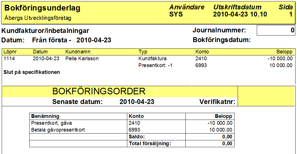 Nu är presentkorten utskrivna och kan ges bort.