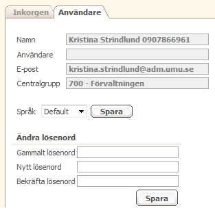 Klicka sedan på OK. Om portalen accepterar inloggningen visas din inkorg.