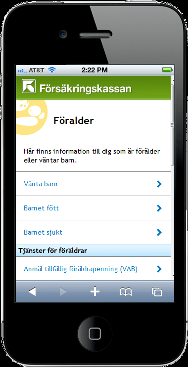 Mobilanpassad webbplats Det ska bli enkelt att surfa in på forsakringskassan.