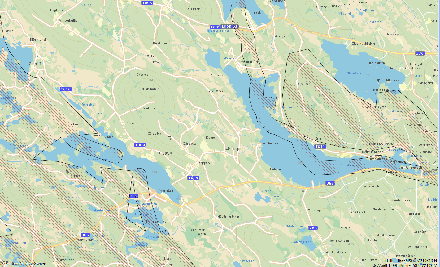 9.3 Vattenverksamhet Inom projektområdet finns inga enskilda brunnar. Däremot finns ett skyddsområde för en vattentäkt(blåstreckat område bild 13, kap 5.4).