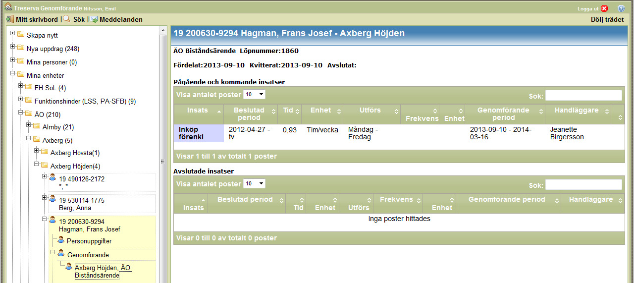 Startdatumet visar vilket datum utföraren ska ta över uppdraget och det är handläggaren som lägger startdatum för omvalet. Uppdraget ska påbörjas 07.00 det datum som är angivet i rutan.