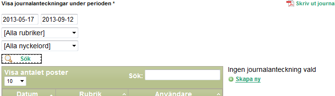 Läsa journalanteckningar För att läsa klickar du på journalanteckningen du vill läsa.