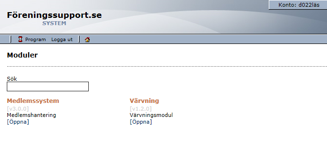 Två moduler, Öppna