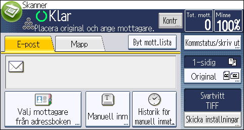 6. Scan Ange Skicka inställningar 1. Tryck på [Skicka inställningar]. 2.