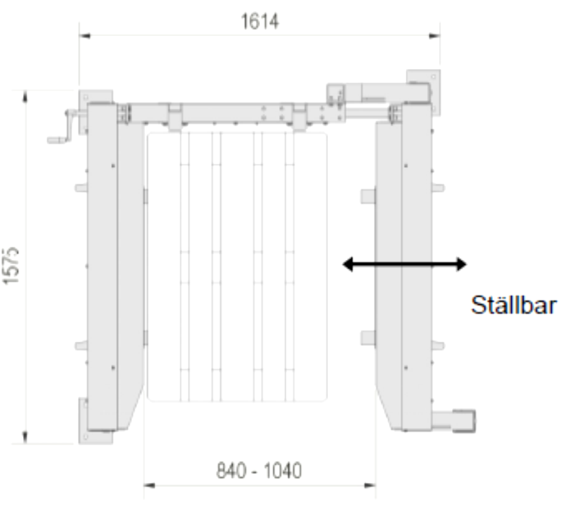 Ställbara pallmagasin Ställbar för pall med bredd 800-1000 mm, längd 1200 mm, kortsidan ledande Ställbar för pall 640x640-1200x1200 mm Teknisk data för fasta och ställbara pallmagasin