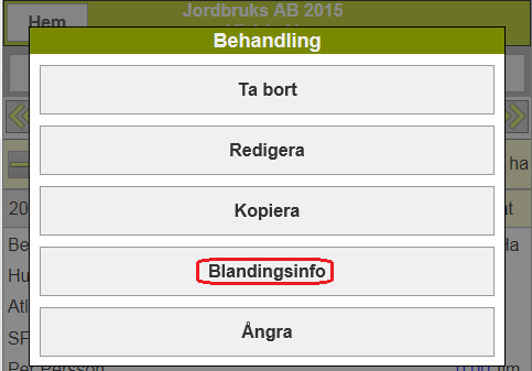 BLANDNINGSINFO VÄXTSKYDD Blandningsinfo är en funktion som beräknar hur mycket av varje preparat