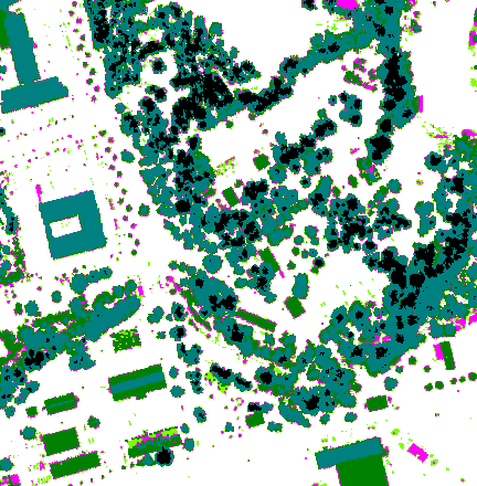 Bild 6. Objekthöjdbild med möjlighet att rita höjdintervall med olika färger. Jämförelser En liten jämförelse mellan grundmaterial framtaget från Laserdata och fotogrammetriskt framställt material.