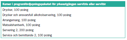 Programfördjupningen Programfördjupningen innehåller kurser som ligger inom ramen för restaurang- och livsmedelsprogrammets examensmål och karaktär.