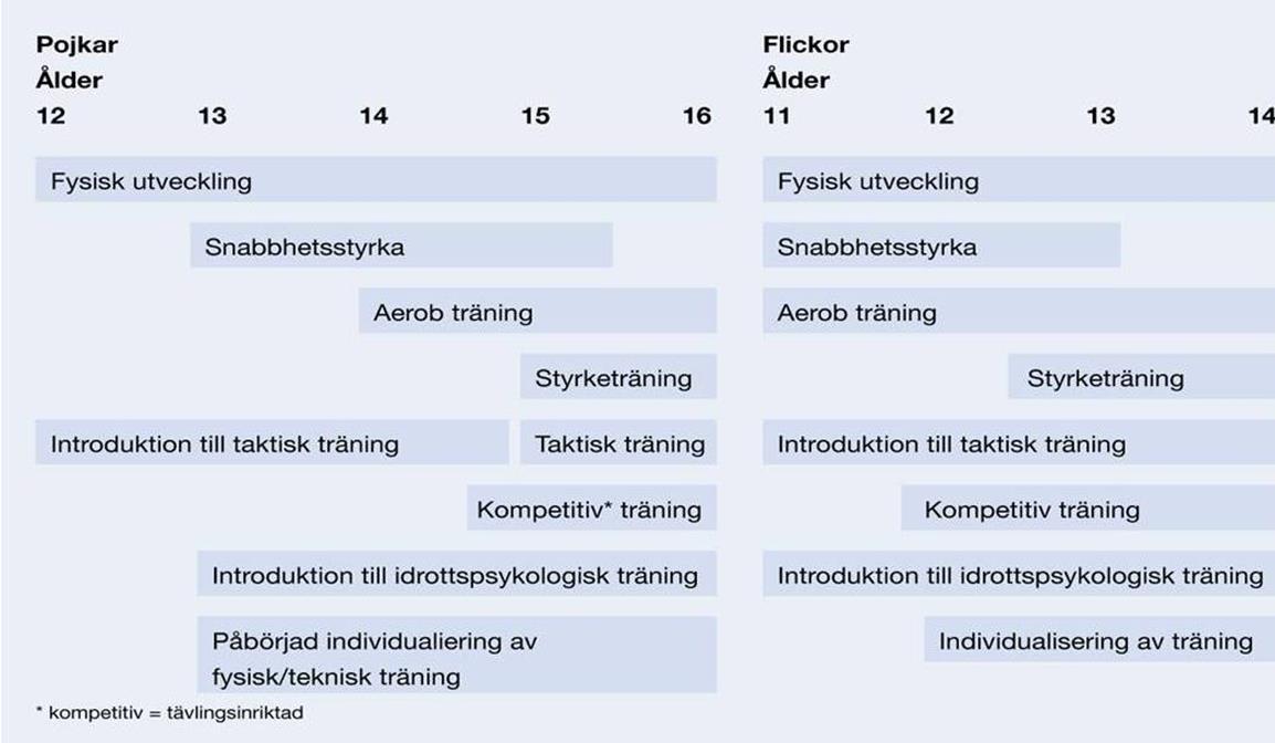 Översikt över träning under puberteten Talangutveckling, SISU