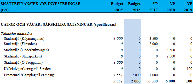 Räkenskapsplaner 30 Investeringsbudget,