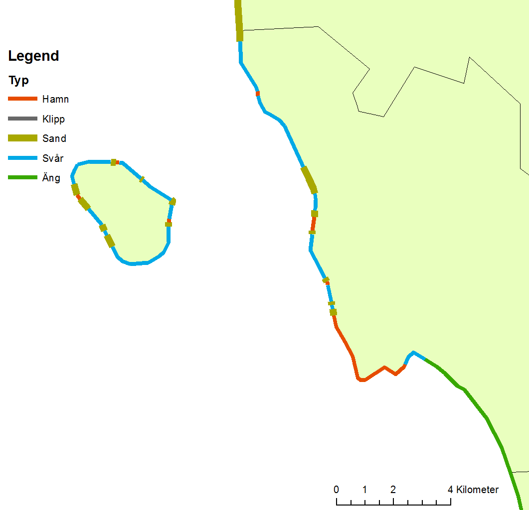 Figur 17. Fördelningen av strandtyper längs Landskrona kommuns kust. 3.5.2 Fiskrens Totalt kan 8 950 N m 3 CH 4 per år produceras från fiskrens i Landskrona kommun, vilket motsvarar 89,23 MWh/år.