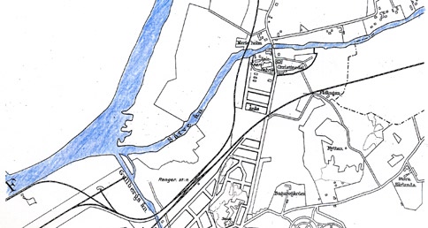 2. Bakgrund 1880 Artillerigatan Ånäsvägen Härlandavägen 1880. Utredningsområdet utgörs av landsbygd med viss bebyggelse längs vägarna mot norr och öster.