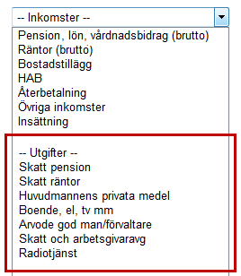 5.2 Registrera nya inkomster Klicka på menyvalet Transaktioner Klicka på i fältet Typ för att få upp en lista Välj typ av inkomst från listan Ange datum för inkomster, en kalender visas (dagens datum