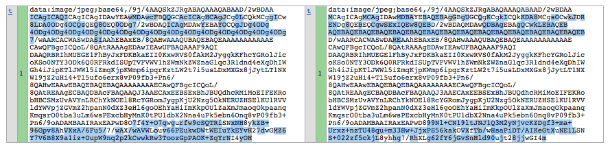 Figure 19 Exempel på strängar jämförda med textjämförelseprogram (www.text-compare.