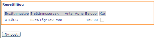 Här ser du vilka måltider den anställde fått under resan. Här ser du ev.