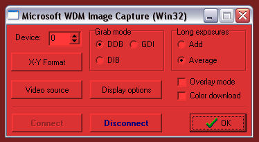Astroart Webbkameran WDM Image Capture Den första inställnings menyn du kommer i kontakt med när det gäller Webbkameran är den här.