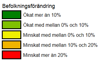 Bild 3: Östergötlands befolkningsförändring mellan år 1990 och 2014.