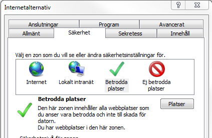 4 (8) Tillvägagångsätt Följande steg beskriver inloggning till programportalen. Du måste vara administrator på din dator, så att du kan installera nedanstående tillägg. 1.