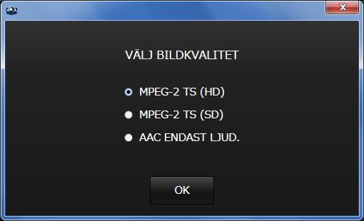 Kapitel 4 Streama i realtid med USTREAM 5. Ställ in bildkvalitet. Efter en lyckad inloggning visas fönstret för val av bildkvalitet för strömning.