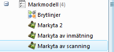 Detta visas i följande exempel: Under processen Markmodell ligger det 2 olika markytor. Markyta av scanning I inställningarna låter vi det vara som default.