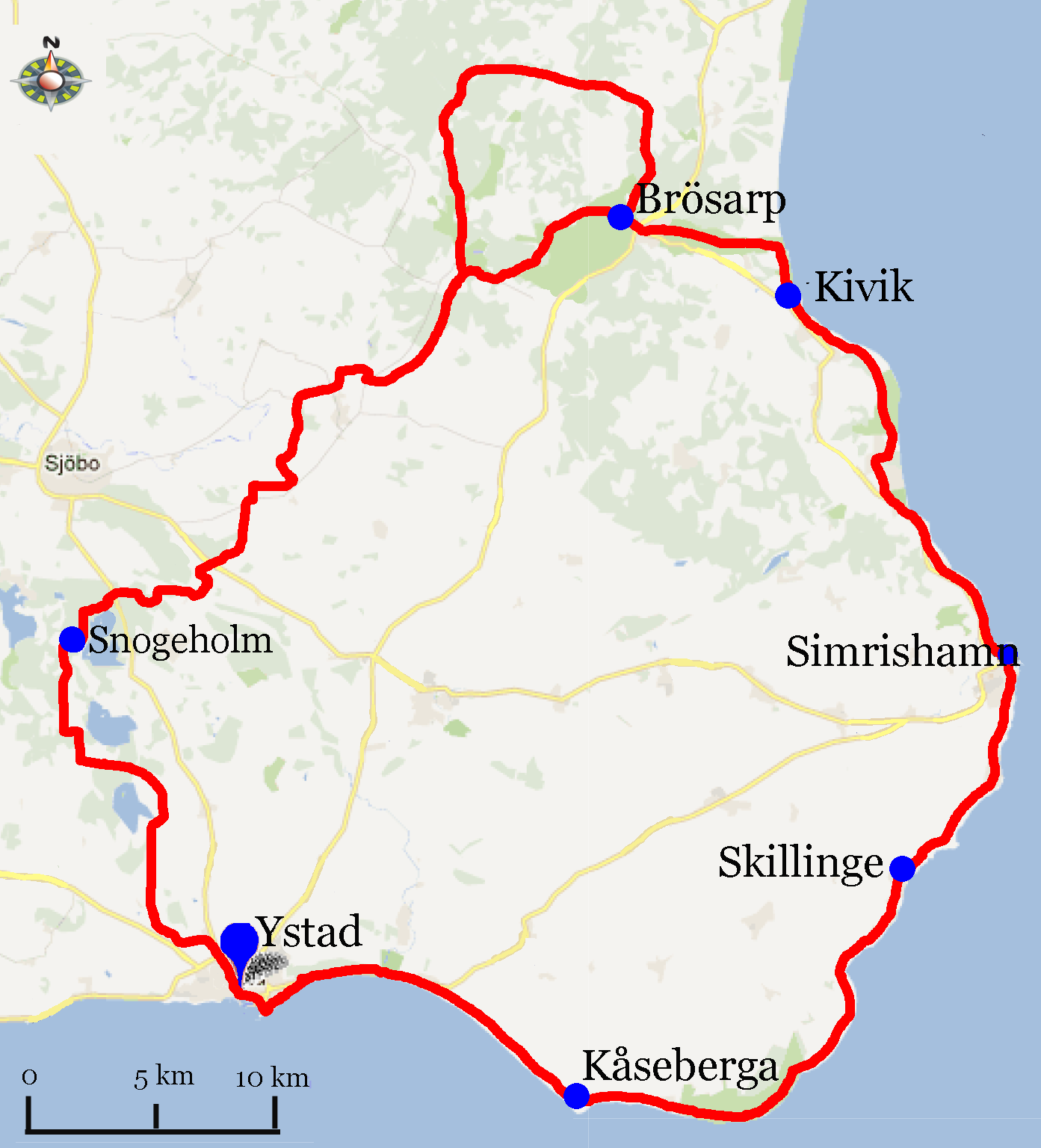 Österlenleden, Ystad - Simrishamn, 4 nätter 6(6) Österlenleden Skåneleden är uppdelad i sju olika leder, totalt cirka 1 000 km vandringsled och uppdelad i 78 dagsetapper.