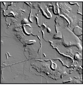1 km Figur 4. Symbolisering av övriga moränryggar. Vänster: Symbol använd i databasen. Mitten: Schematisk teckning av landformen. Höger: Exempel ur H. 1 km Figur 5.