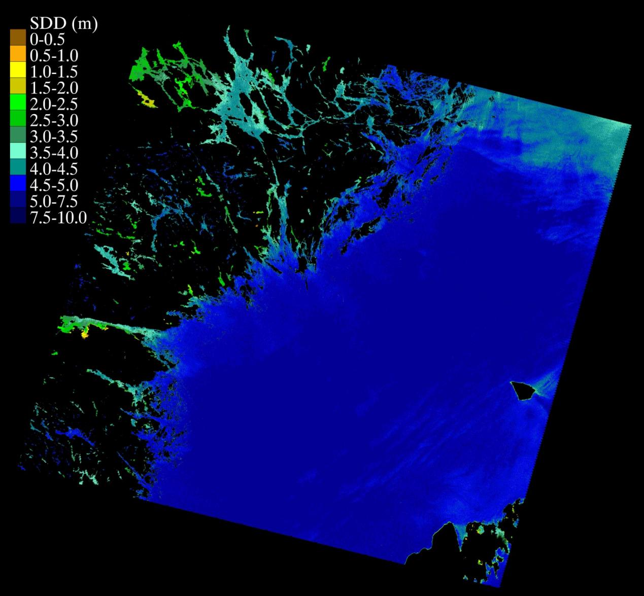 Satellitbeskrivning av siktdjup, Södermanland Samarbete med Brockman Geomatics Sweden AB & Strömbeck Consulting AB Kombination