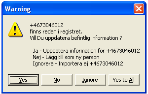 Dialogen Importera personregister öppnas. 5. Välj filformat. 6. Kontrollera att uppgifterna hamnar på rätt ställen genom att klicka på pilarna i Förtitt.