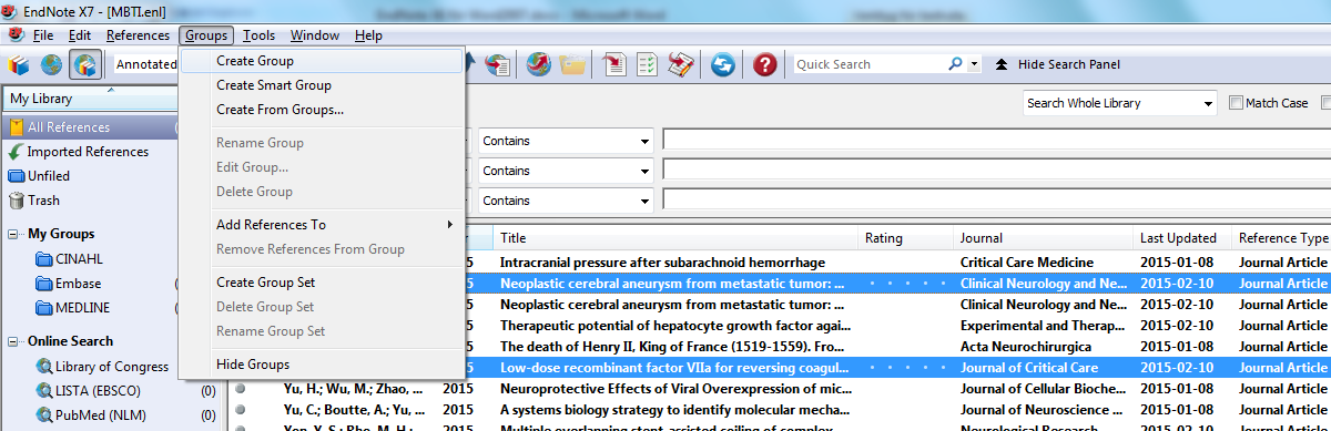 6. Skriv in referenser manuellt Klicka på References > New Reference Välj först vilken typ av referens det är, t ex Book, eller Web page Du får upp ett formulär med olika fält där du fyller i