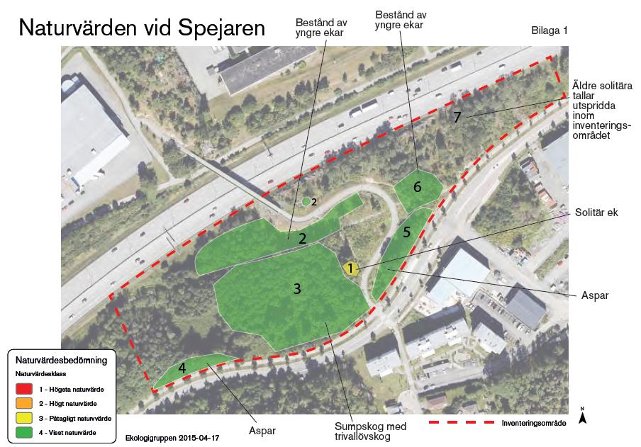 2015-05-04 s 7 (11) Figur 5.1. Naturvärden som identifierats vid inventering av området.
