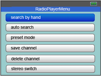 A. Manuell sökning: Under radions interface, tryck på M knappen för att markera undermenyn, och markera sök manuellt tryck därefter på M knappen för åtkomst, kort eller långt tryck på Previous /V+
