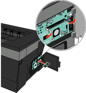 Ett extra minneskort kan köpas separat och anslutas till systemkortet. Installera minneskortet: 1 Åtkomst till systemkortet. 2 Packa upp minneskortet. Obs!