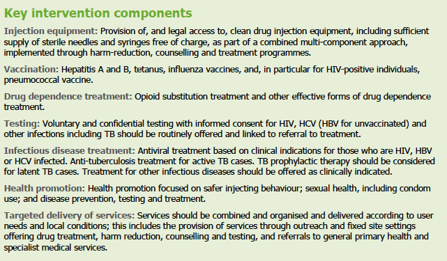 Prevention och kontroll av infektionssjukdomar hos personer som injicerar droger