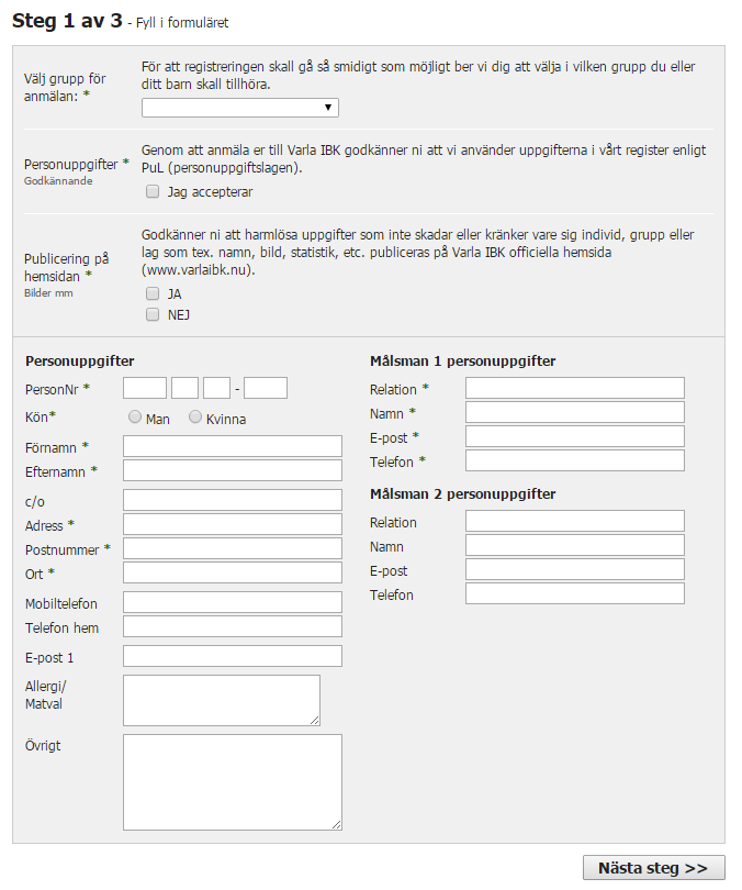 Medlemsregistret Nya medlemmar Alla nya medlemmar ska registrera sig via hemsidan. Länk finns direkt när man besöker www.varlaibk.