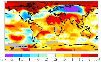 IPCC, 2007 Temperaturavvikelse 1950-2010 Jorden har värmts upp med ungefär 0.6 grader sedan 1960 och med 0.8 grader sedan 1850.