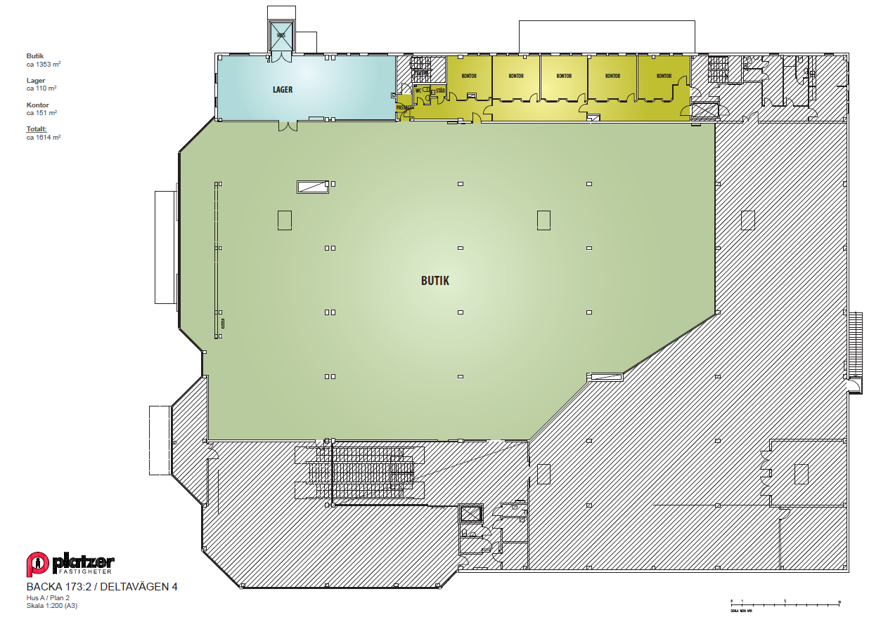 Planritning Butiksyta, plan 2 Butik