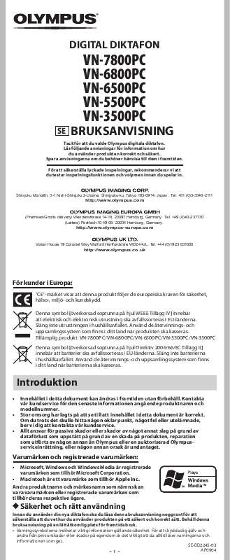 Du hittar svar på alla dina frågor i instruktionsbok (information, specifikationer,