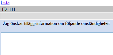 Exempel på en blankett som har skrivits ut. Blanketten kompletteras när handläggningen är klar.