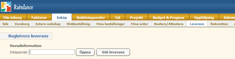 6 Inleverans Det är obligatoriskt att registrera leverans på elektroniska beställningar. Leveransen är en kontrollfunktion som gör att man inte betalar för mer än vad som levererats.