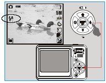 Grundläggande fotografering 1. Tryck ner PÅ/AV knappen för att slå på kameran 2. Se till så att kameran är i Foto läge genom att trycka på M 3. Använd Tele/Wide för att zooma in och ut 4.