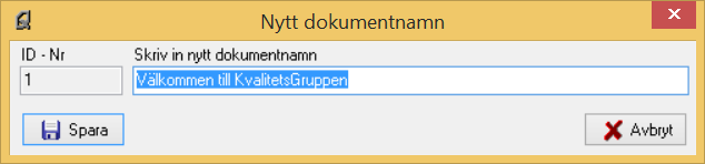 3 Börja arbeta i Quality Works Dokumentformat Du kan skapa två typer av dokument i programmet, Textdokument och Processdokument. Dessa kan antingen vara i stående format eller liggande.