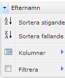 Hantera register Alla listor hanteras likadant Alla listor har ett enhetligt utseende och hanteras på samma sätt. Alla kolumner kan sorteras, filtreras och flyttas.
