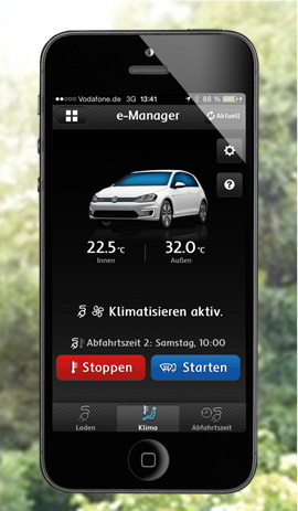 Car-Net e-remote: App-Funktioner Avläsning av fordonsdata och fjärrstyrning av fordonsfunktioner via internet: