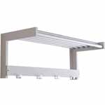 Hallinredning SB NORD Bra att veta Lobby hatthylla, vit/aluminium 600, 3 krokar 800, 4 krokar 1000, 5 krokar Mått på hatthylla ingår enligt lägsblad.