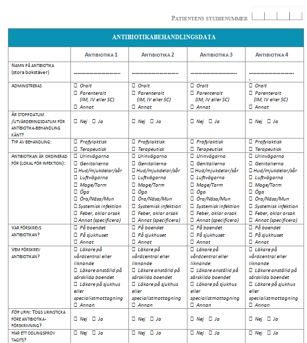 Patientenkäten sid. 2 - Antibiotikabehandling OBS!