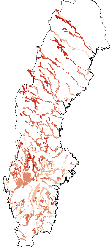 har beräknat ett antal indikatorer från de nya bedömningsgrunderna för fysisk påverkan och publicerat resultaten i Vattenwebb (http://vattenwebb.smhi.se).