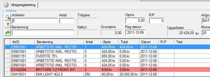 Rättigheter Efter önskemål om att t.ex. montörer inte ska kunna komma åt företagsinställningar samt se inköpspris i uttagsregistret har vi nu ändrat om säkerhetsnivåerna.