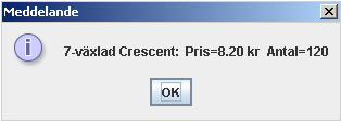 Nedan ser du ett testprogram och körresultatet av programmet. Testprogram Bostad bostad1 = new Bostad(); Bostad bostad2 = new Bostad(); bostad1.setbostadsyta(55); bostad1.setantalrum(2); bostad2.