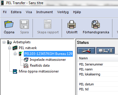 4.2.. USB ASLUTIG En USB-anslutning är den enklaste och lättaste anslutningen att göra och rekommenderas när du först vill lära dig att använda PEL och PEL Transfer.