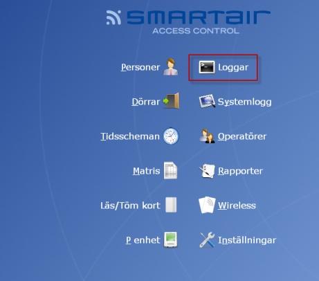 För att föra över dessa UWL adresser till TS1000 programvaran från P-enheten, kopplar du in P-enheten till TS1000 programvara igen och väljer Loggar i startmenyn.